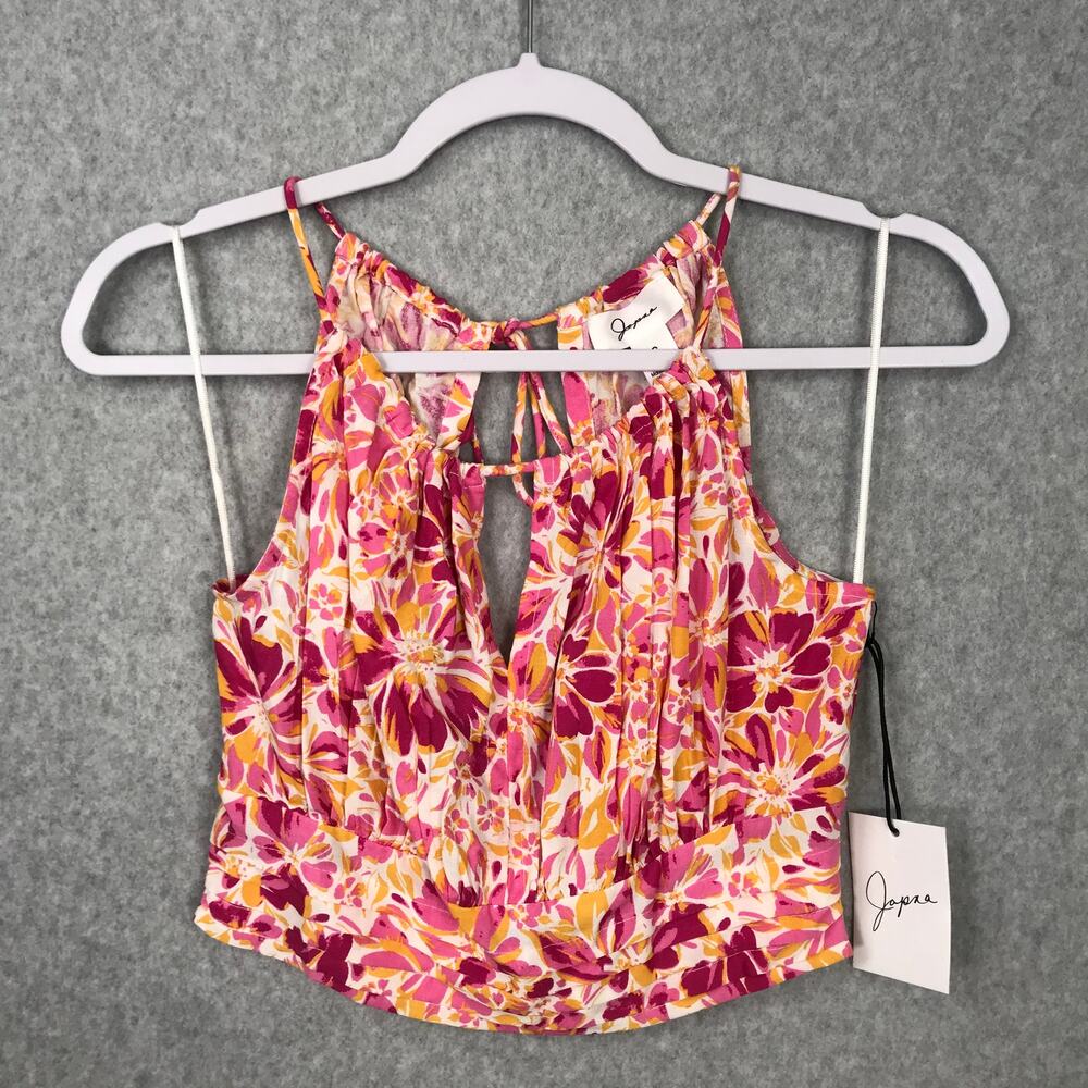 Japna Crop Top Small Pink Orange Smocked Festival Resort Maximalist Cruise‎ Pool